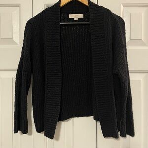 LOFT Black Knitted Cropped Sweater with 3/4 Sleeves Size S